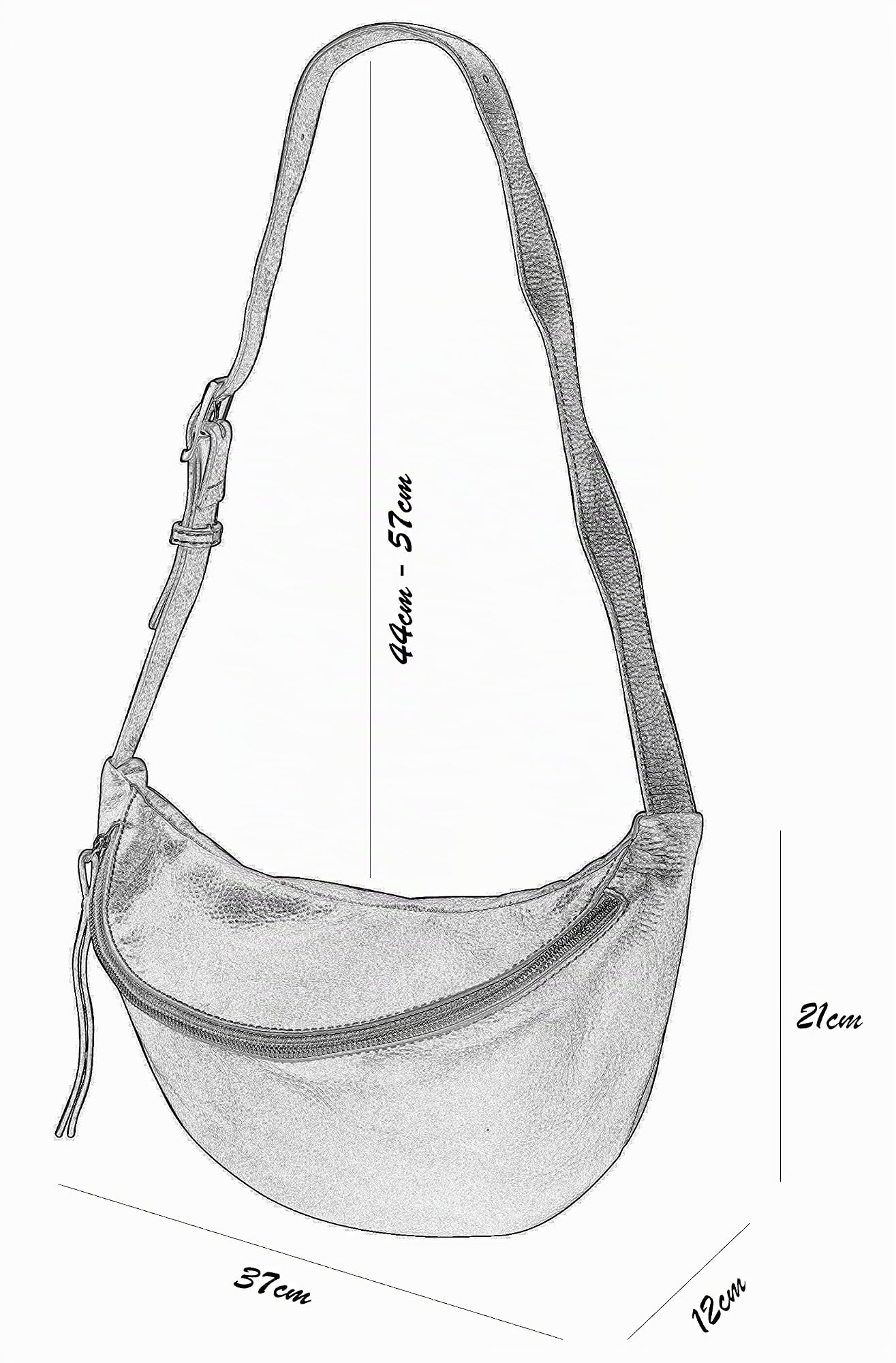 SH Leder Fania G697 Sac de Poitrine Unisexe en Cuir véritable pour Festival, Voyage, Taille Moyenne, 37 x 21 cm