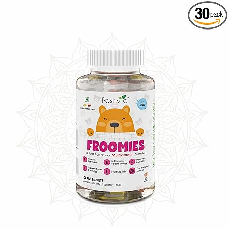 FROOMIES Multivitamin Gummies For KIDS Vitamin A B C D E with Zinc, Immune Defense, Complete Nutrition, No Gelatin, No Preservatives, US FDA | 30 GUMMY JAR