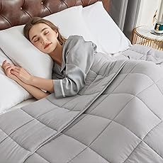 ZonLi Weighted Blanket for Adults (100% Cotton, 60"x80", 20lbs, Queen Size Light Grey) High Breathability Heavy Blanket, Soft Material with Premium Glass Beads, All-Season, Easy Care