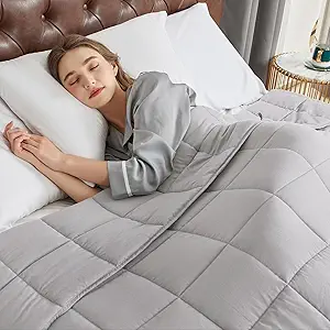 CYMULA Weighted Blanket for Adults (15lbs 60"x80" Queen Size) - Cooling Breathable Heavy Blankets for Summer Winter - Ultra Microfiber Soft Comfort Throw with Glass Beads - Gifts for Men/Women