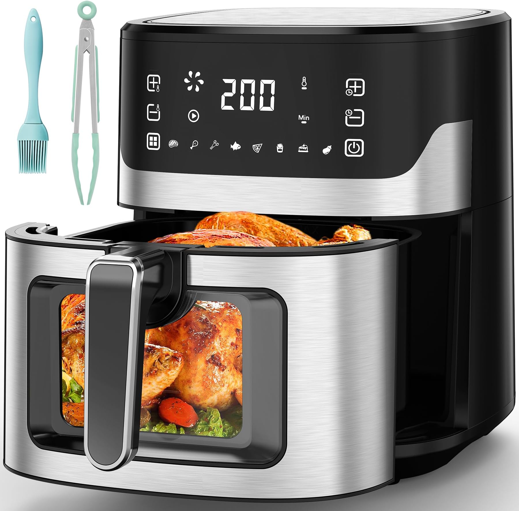 COMFYHOME Air Fryer for Home - 6.5L with Digital Touch Panel & Visual Window, Uses 95% Less Oil, 8 Pre-set Menu & Recipe, 1600W, Rapid Air Technology
