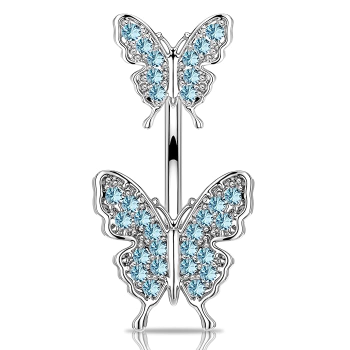 Buy Belly Bars Navel Bar Butterfly Belly Button Bar 14G Belly Rings