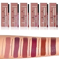 Vista 6 de MIELIKKI Juego de 2 lápices labiales líquidos mate y delineadores de labios, kit de maquillaje de labios de un paso, taza antiadherente, brillo