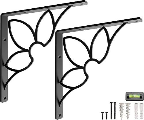 Miniatura 2 de Balin Designs Soporte de estante para estantes de 10 y 12 pulgadas - Paquete de 4 soportes de metal decorativos resistentes - Decoración rústica del