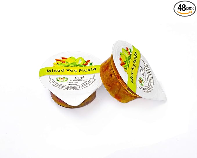 SR's)Mixed Veg Pickle 15 gm CHOTU Pack (Pack of 48) Blister Pack. Portion Pack. Indian Flavor. NO Artificial Color and Flavors. Gluten Free. 77 Years of Trust