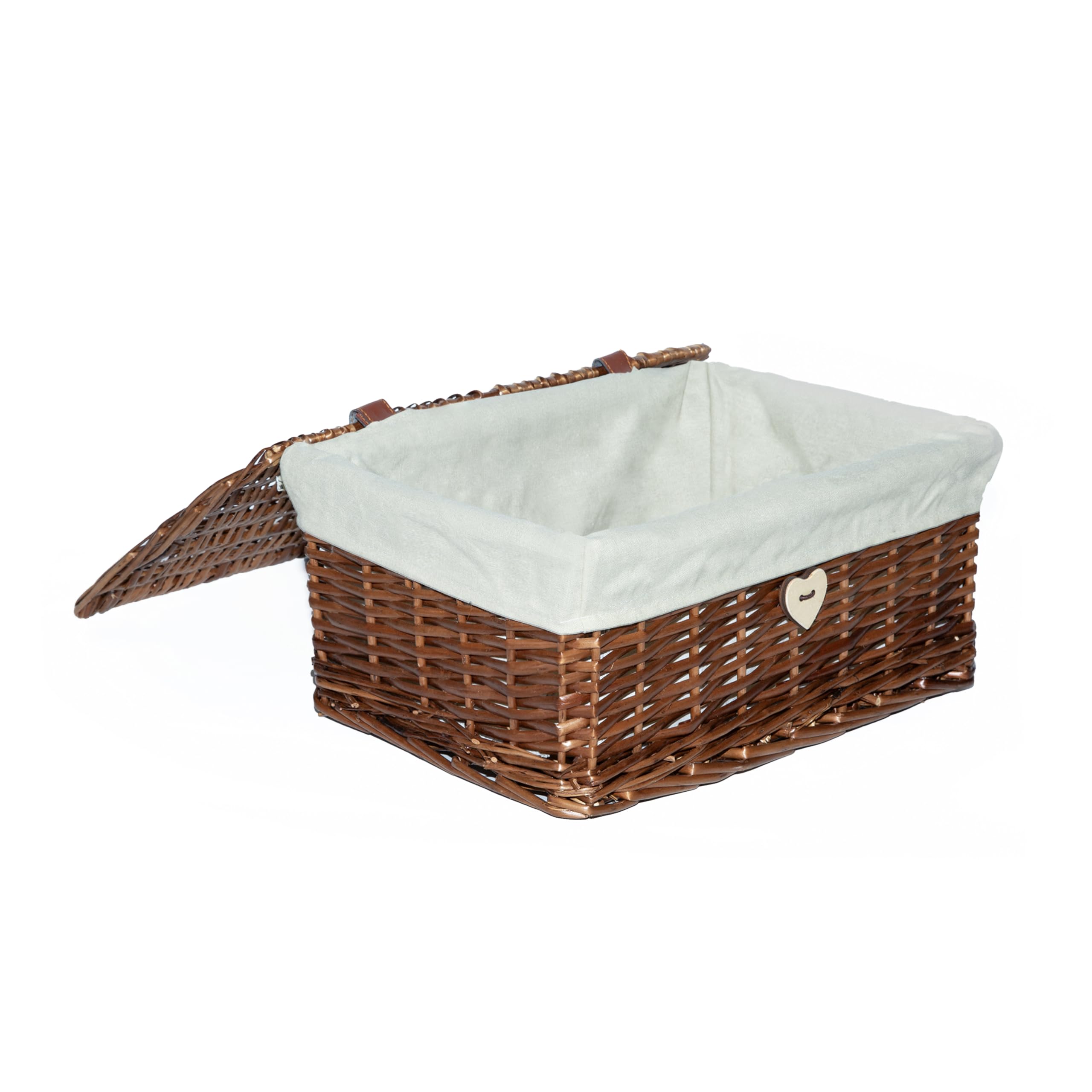 Wickerfield Brown Natural Wicker Storage Basket With Lid Underbed Storage Gift Basket (, Medium)