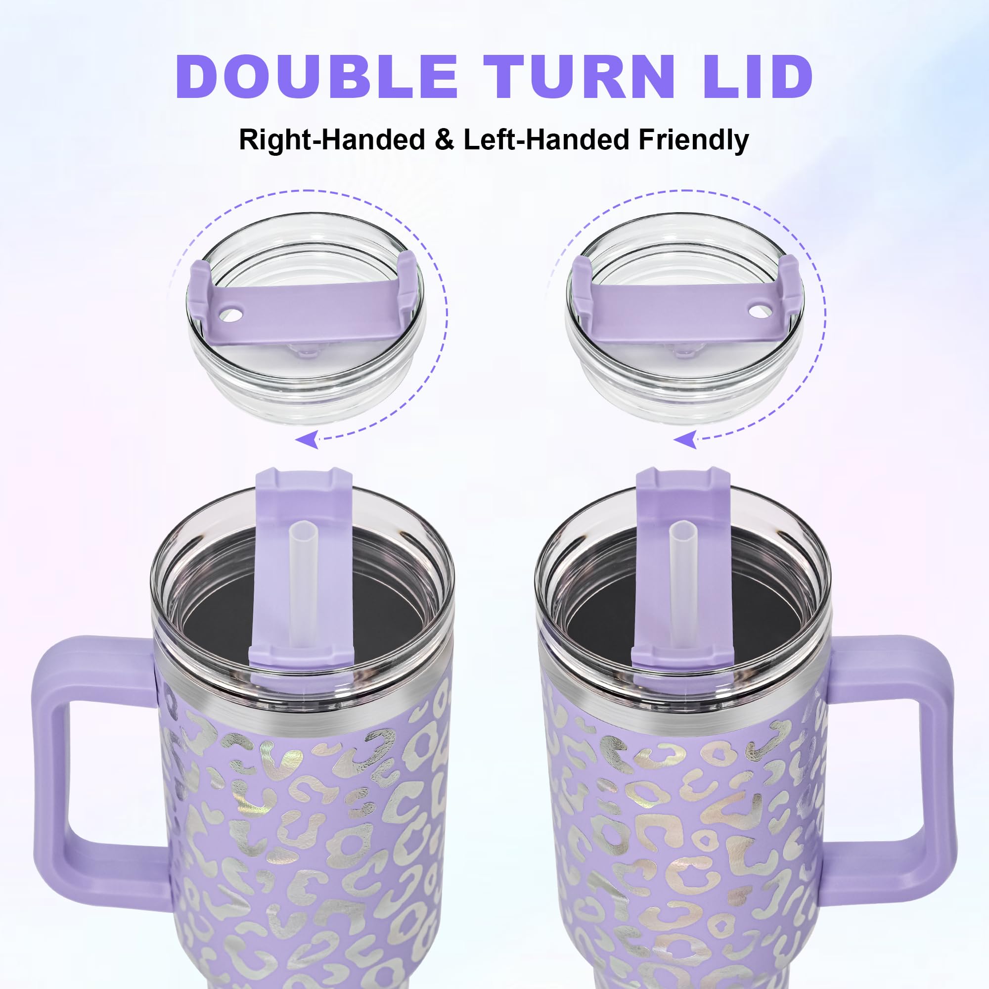 FECBK 40oz Tumbler with Straw and Lid 1.2L, 100% Leak-Proof Travel Mug with Handle - Image 4