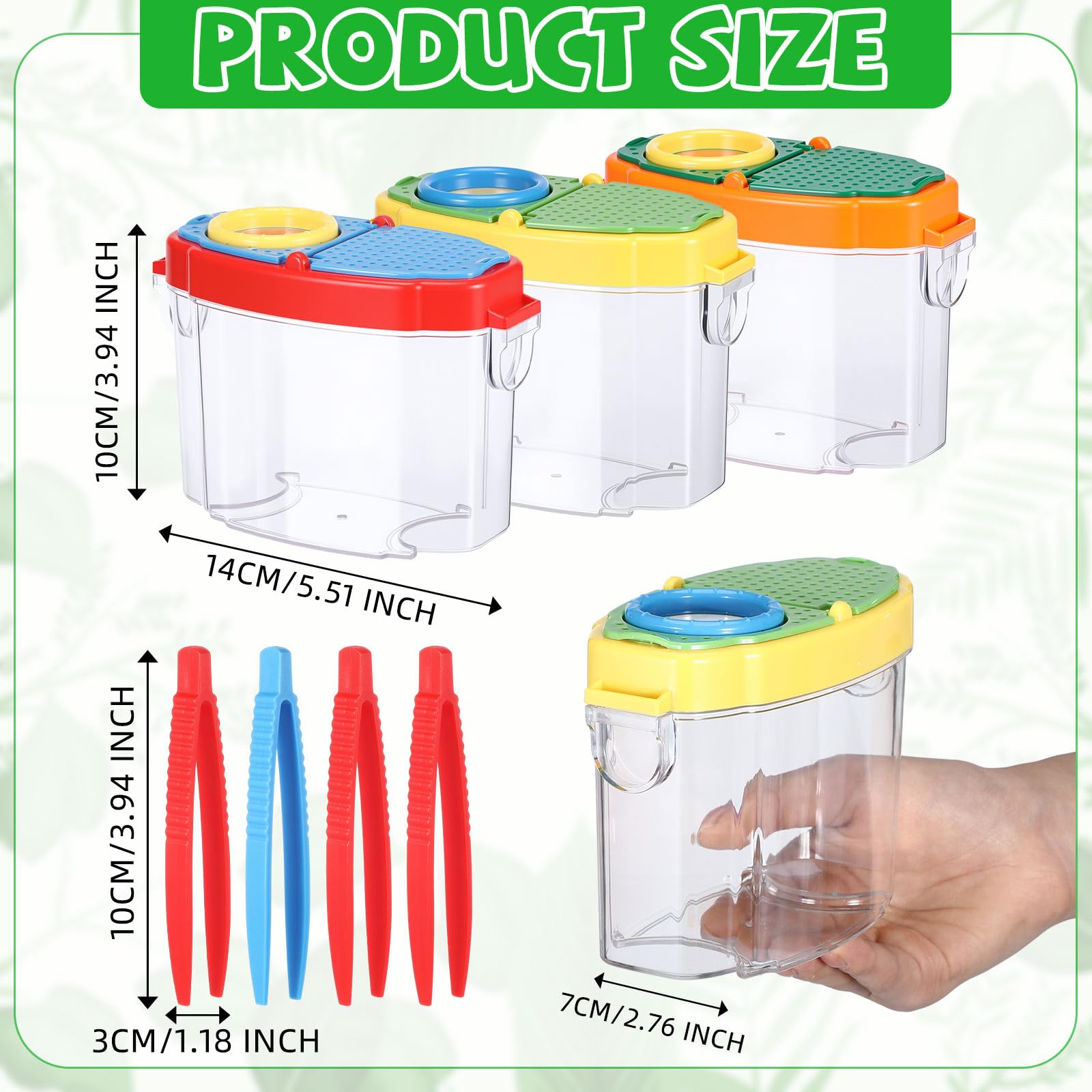 Halloscume 18 pz Bug Viewer per studenti Visore Critter Insetto Cage Bug Pinzette Ingrandimento Scatola Insetto Magnifier Container Butterfly Catcher Gabbia, Scienza Natura Strumenti di esplorazione