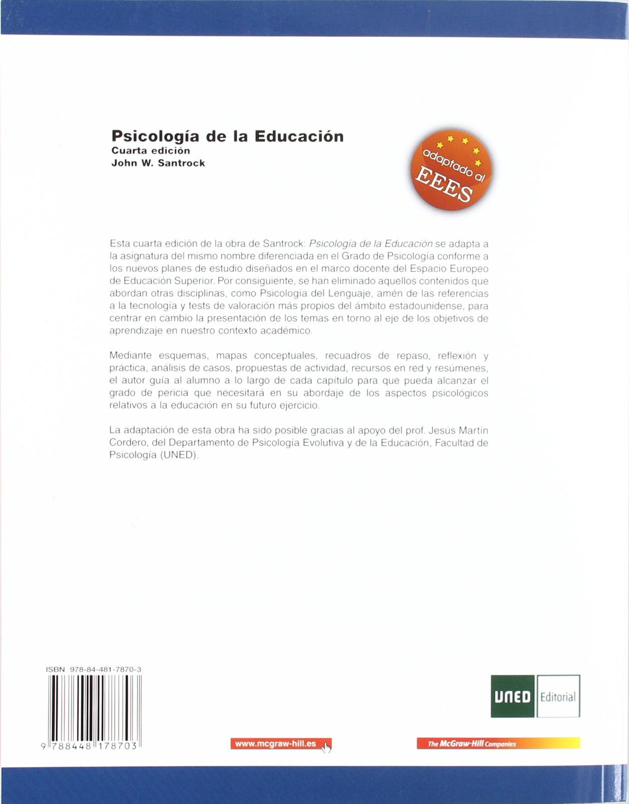 PSICOLOGIA DE LA EDUCACION. UNED