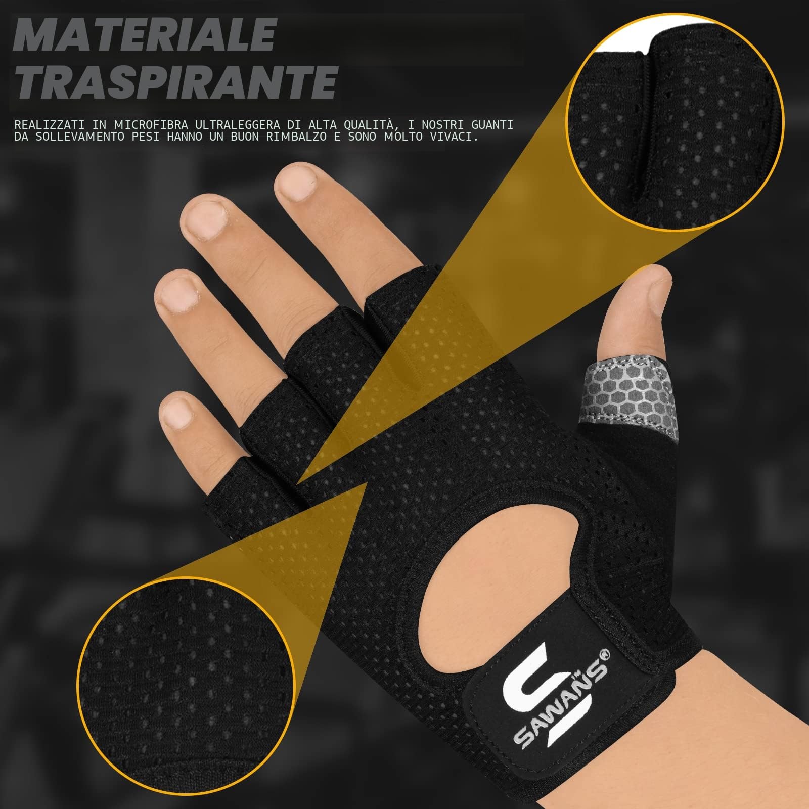 SAWANS Guanti da palestra antiscivolo in silicone per fitness ciclismo trazioni