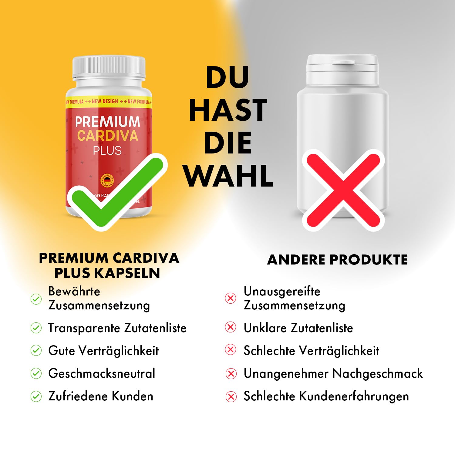 Premium Cardiva Plus Kapseln | Für ein aktives Leben | mit wertvollen Inhaltsstoffen | 60 Kapseln Inhalt