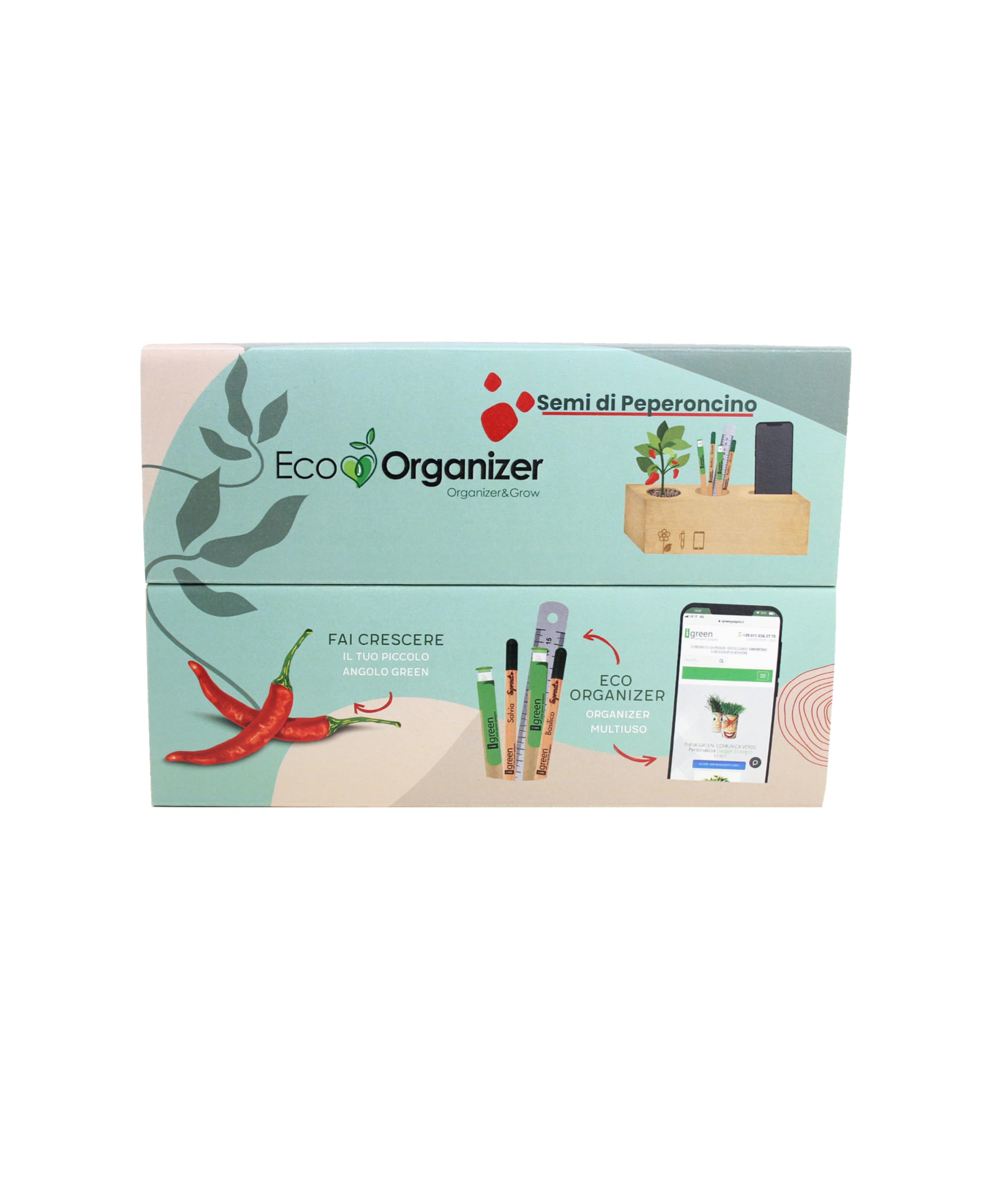 iGreen Eco Organizer da Scrivania (Girasole), Porta Penne e Matite da Scrivania con Supporto per Smartphone e Kit di Crescita per Fiori & Piante