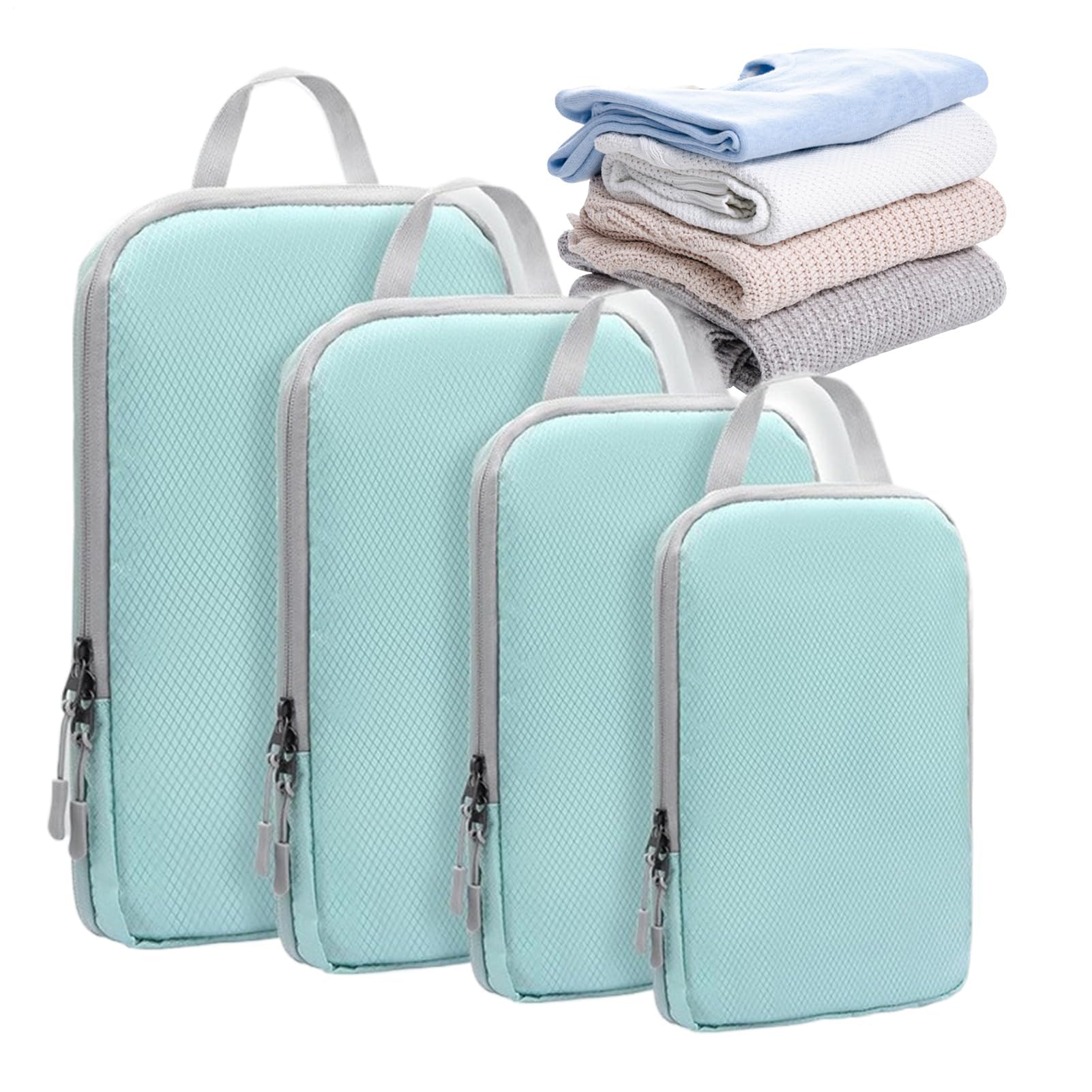 Cubos de compresión para Ahorrar Espacio Viajes | 4 Unidades Bolsas vacío Reutilizables Maletas, vuelos, Equipaje y Camping