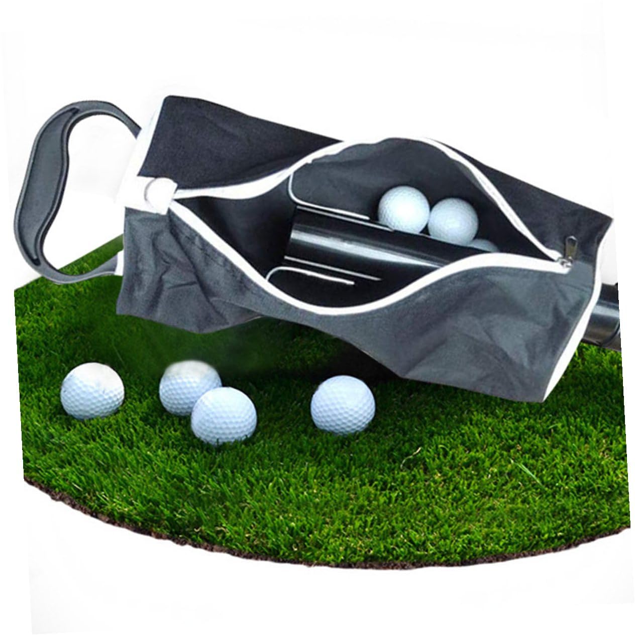 Toddmomy Recogedor de Bolas de Golf Desmontable Diseño de Cremallera, Material Abs y Nylon, Capacidad para 70 Bolas, Práctico Necesidad de Agacharse
