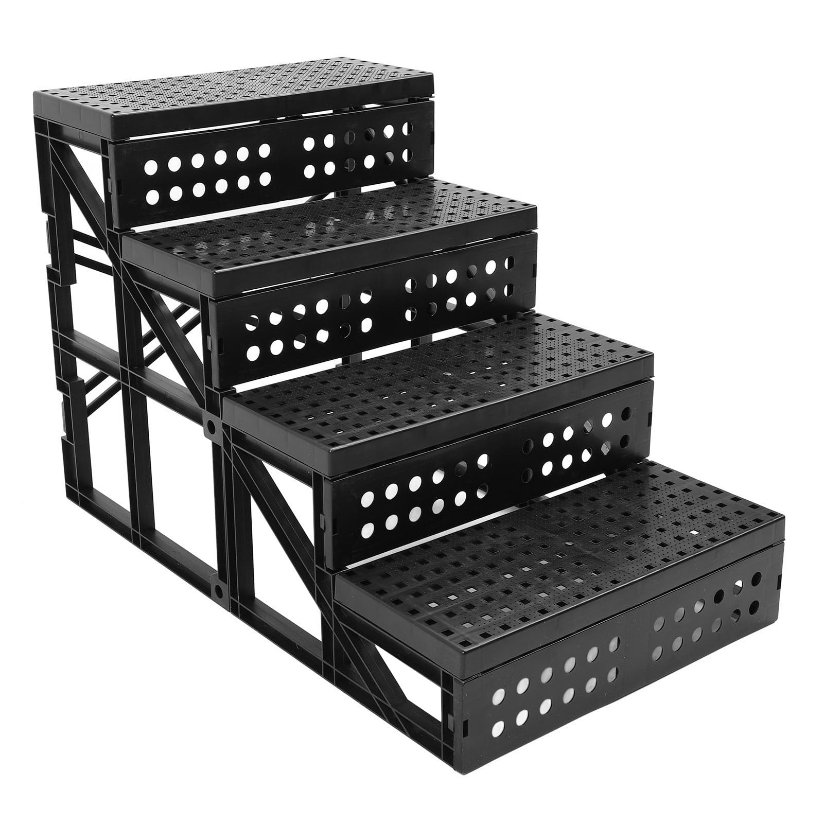 Hundetreppe Fürs Bett, 4-stufige, Höhenverstellbare, Faltbare, rutschfeste Hunderampe, Haustiertreppe für Hohe Betten mit Tragbarem Design für Kleine, Große, Mittelgroße Hunde und Katzen
