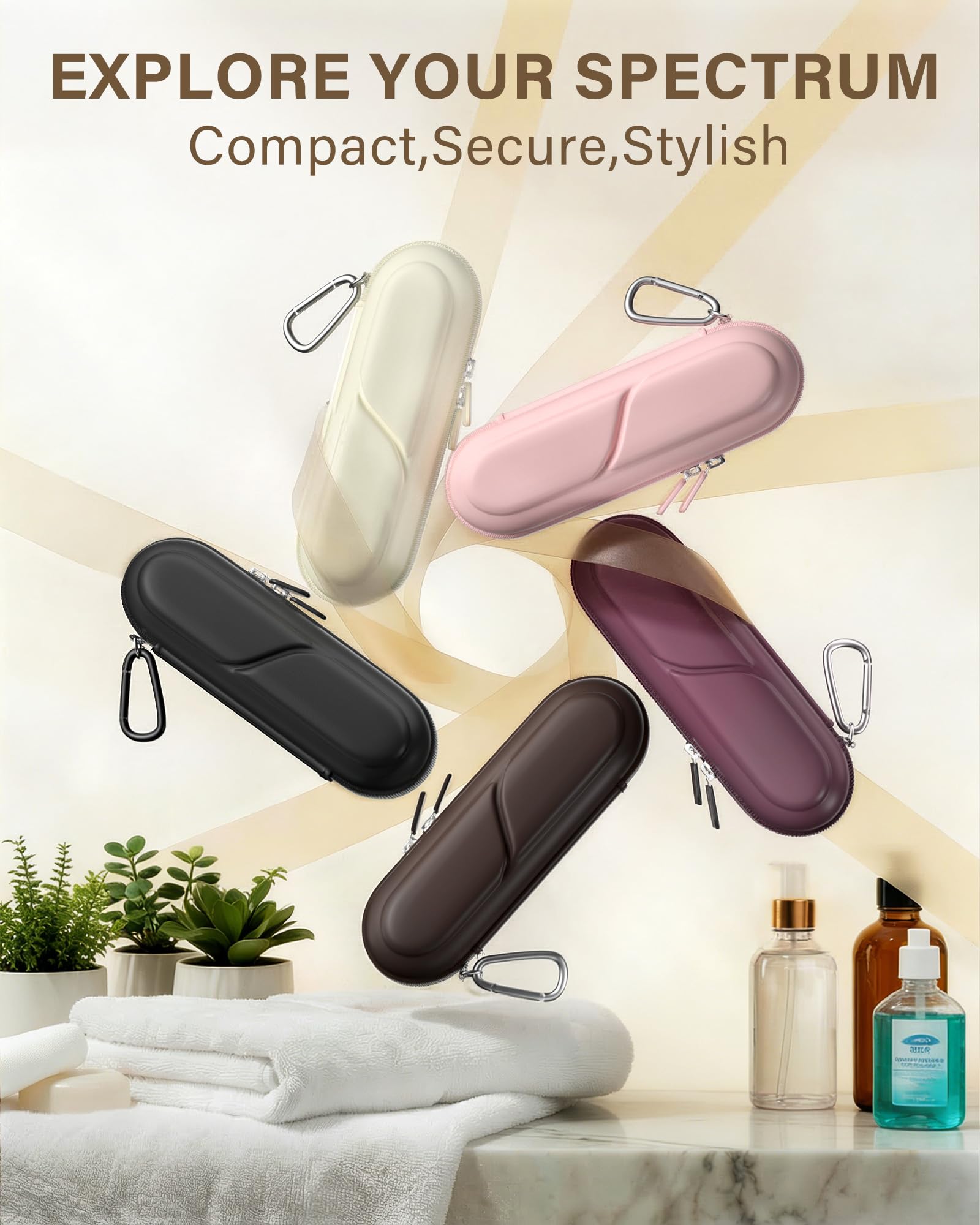 ProCase 歯ブラシケース 携帯用 コンパクトな旅行用 EVA製 Oral-B Philips対応 - ベージュ | 電動歯ブラシケース,アクセサリー収納付き,多機能,軽量,耐久性,持ち運び便利,出張や旅行に