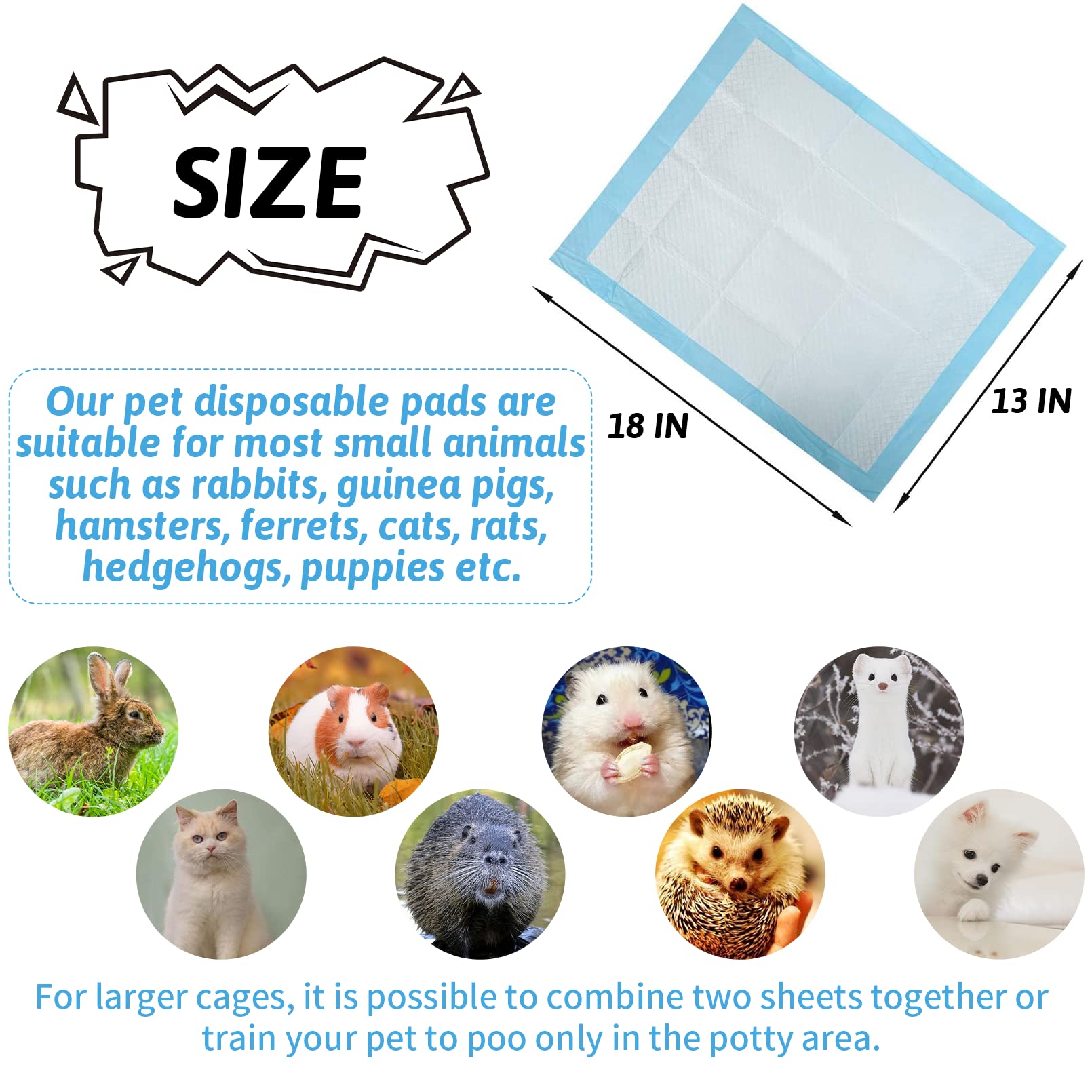 100 Pcs Rabbit Pee Pads - Super Absorbent Cage Liners For Small Pets - View #10