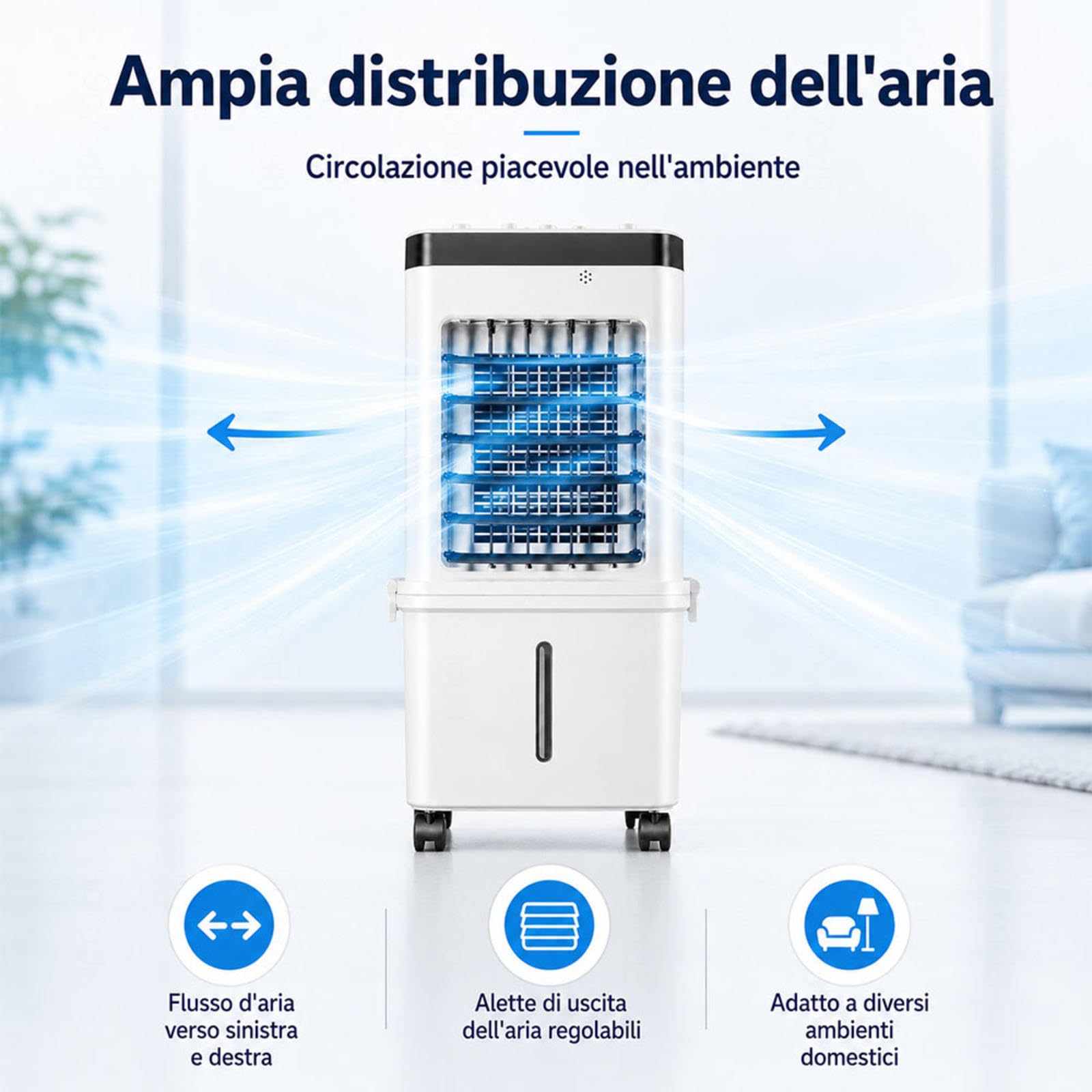 Air Conditioner Portable 7.5h Timer 15l Condizionatore Portatile Senza Tubo Silenzioso 3 Speeds,3 Modes per Soggiorno, Camera da Letto E Ufficio