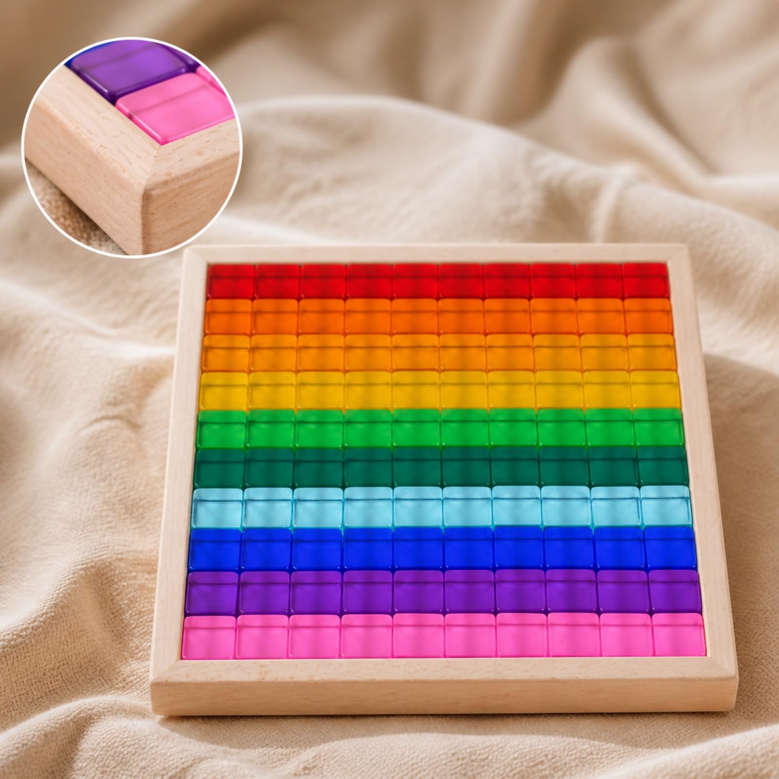 100 Pezzi Blocchi Acrilici Traslucidi Traslucido Blocchi Geometrici Qurati Tattile Mattoncini Geometrici Impilabili, Aula Scolastica, Stile B