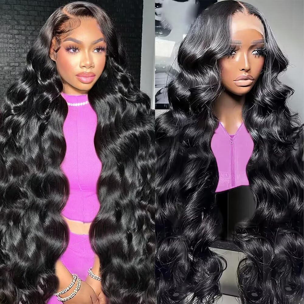 ZKSK28 Inch Body Wave Lace Front Wigs Human Hair Pre Plucked Glueless Wigs Human Hair 180% Density Body Wave 13x4 HD Transparent Frontal Wigs Human Hair Lace Front Wigs for Women