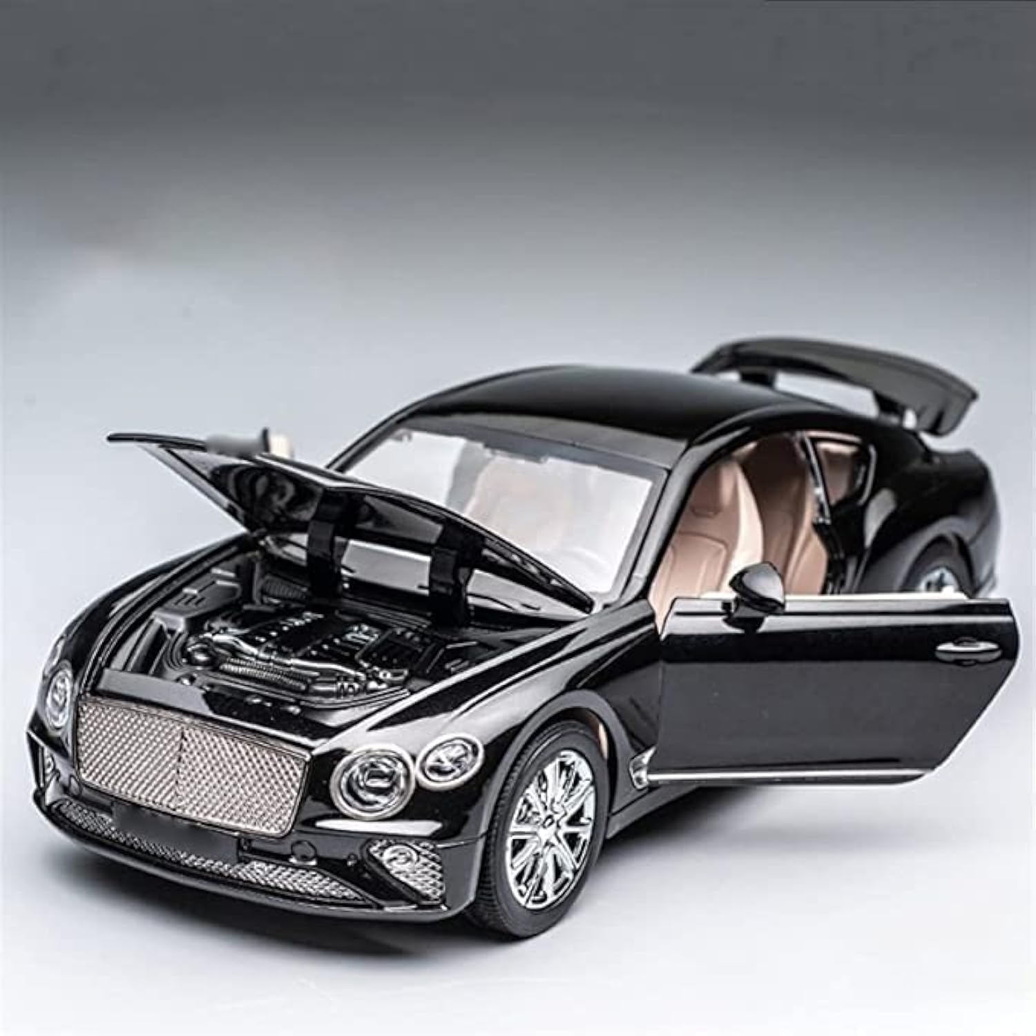 1:24 For Bentley For Continental GT High Simulation Diecast Alloy Car Model Sound Light Toy Kid Birthday Present (BLACK)