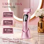 Rategist Rasoirs électriques sans fil pour femmes: Bikini Trimmer rechargeable sans douleur pour cheveux du corps - IPX7 Shaver imperméable avec LED Affichage pour le visage/sous-bras/leg Blush Rose