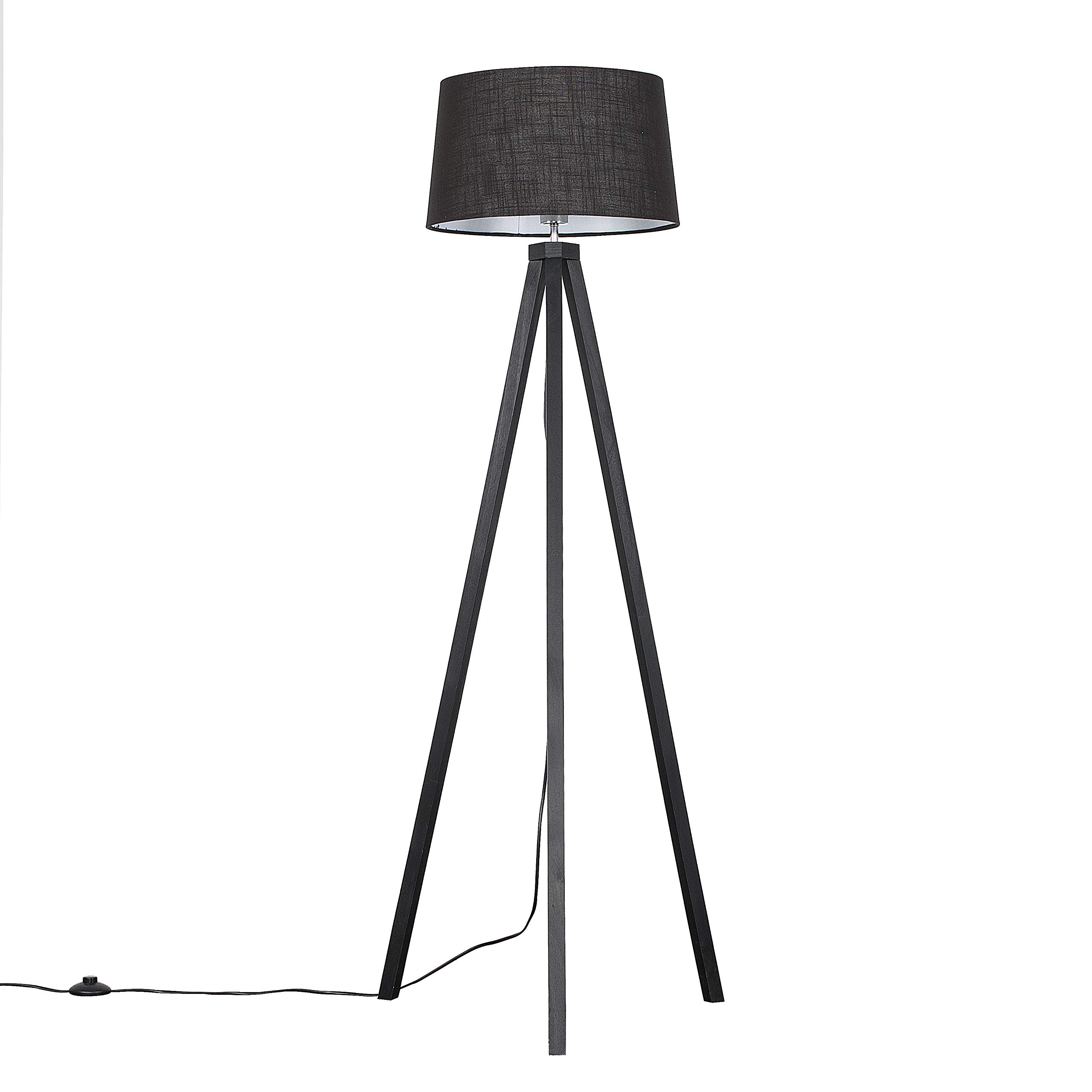 Minisun Black | Modern Wood Tripod Floor Lamp With A Tapered Shade | Floor Lamps & Torchieres, Home Décor & Improvement Essential