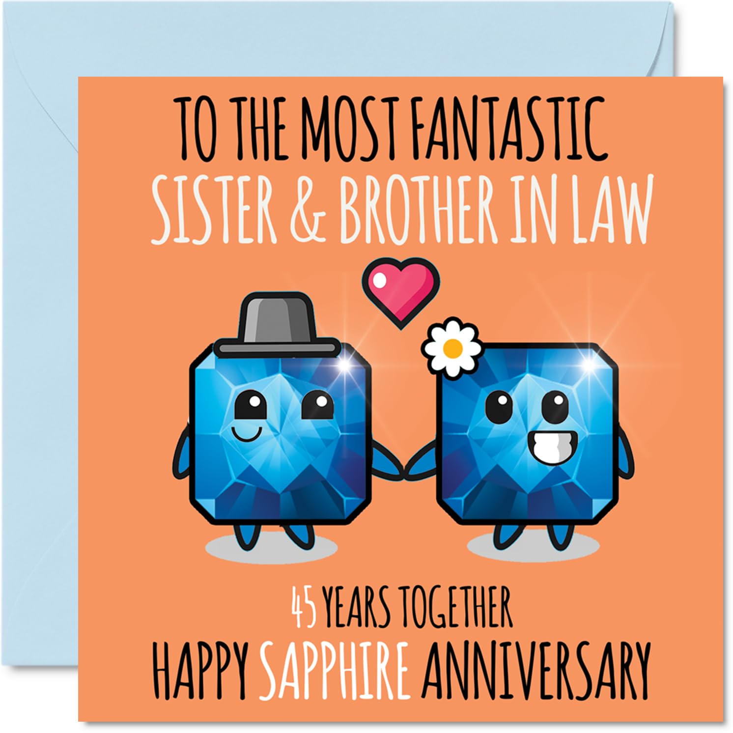 Cute Sapphire Anniversary Card for Sister & Brother In Law - 45 Years Together - Happy 45th Wedding Anniversary Cards for Brother In Law Sister, 145mm Greeting Cards Anniversaries