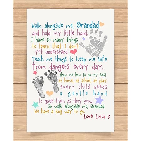 Personalised Presents Gifts For Grandad Grandpa Nanna Birthday Fathers Day Christmas Xmas My Fingers Heart Touching Poem Keepsake Prints Posters Wall Art Unusual Special Unique Idea Amazon Co Uk Home Kitchen