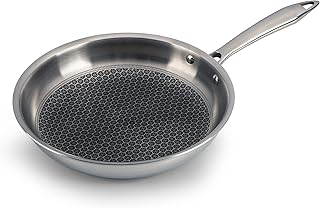 AGARO Royal Honey Comb Frying Pan, 1L Capacity, 22 cm Diameter, Tri-Ply Steel with Honey Comb, Riveted Handle, Food Safe & Price In India