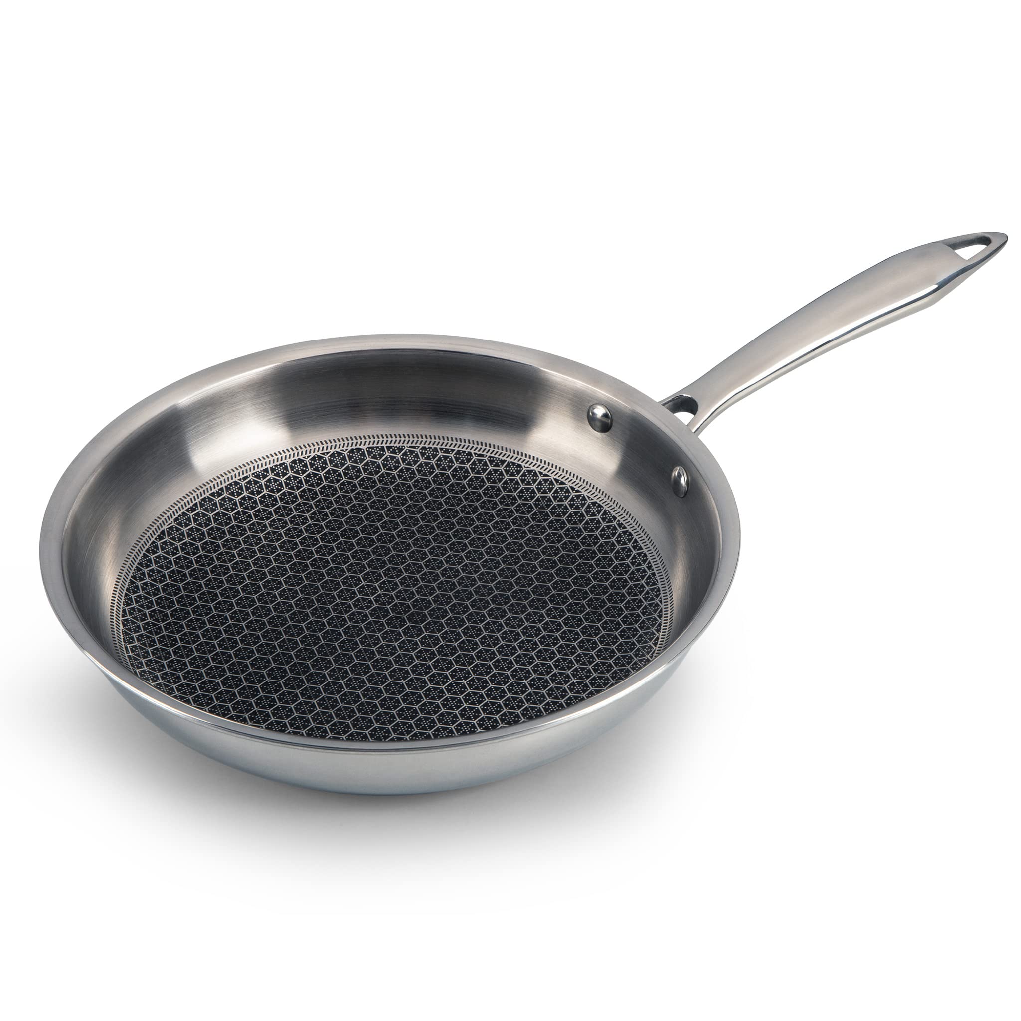 AGARO Royal Honey Comb Frying Pan, 1L Capacity, 22 cm Diameter, Tri-Ply Steel with Honey Comb, Riveted Handle, Food Safe & PFOA Free, Gas & Induction Compatible, Cooking, Frying, Serving, Silver-image-32