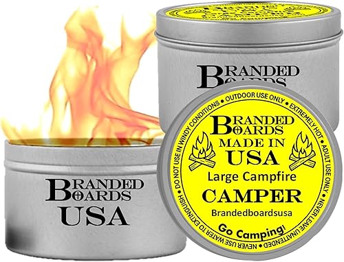 Branded Boards  Made in USA  Portable Mini Bonfire Campfire in a Can  Reusable & up to 5 Hours of Burn Time  Picnics Parties S'Mores Gifts Bushcraft