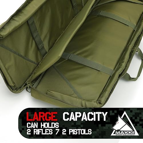 Miniatura 4 de Madog - Bolsa doble para rifle de 47 pulgadas, funda suave para pistola táctica larga y portátil, para disparar, caza, transporte, verde oliva