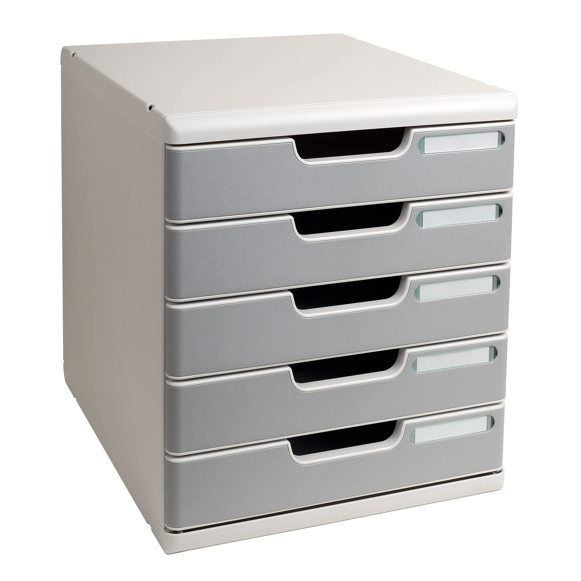 Exacompta Modulo A4 Office, 5 Closed Drawers - Light Grey/Stone Grey