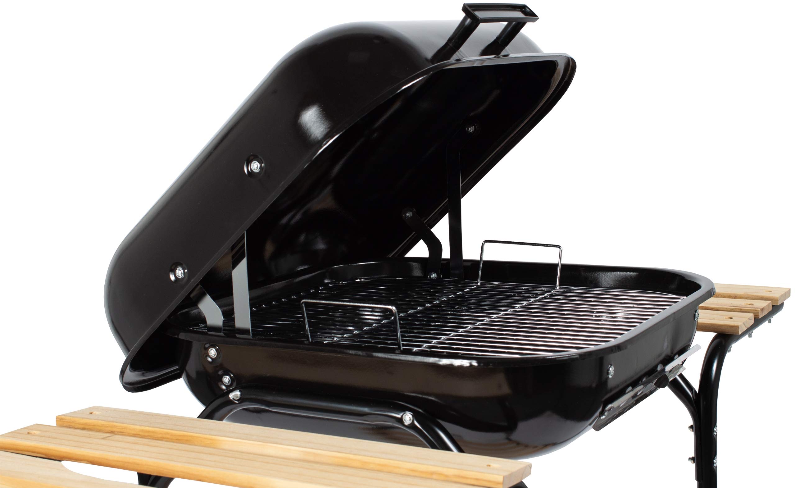 GrillMaster Kohlegrill EmaBend GM3000 + Gebläse, Gartenbau, Karbon, Mit Rollen, Holzböden