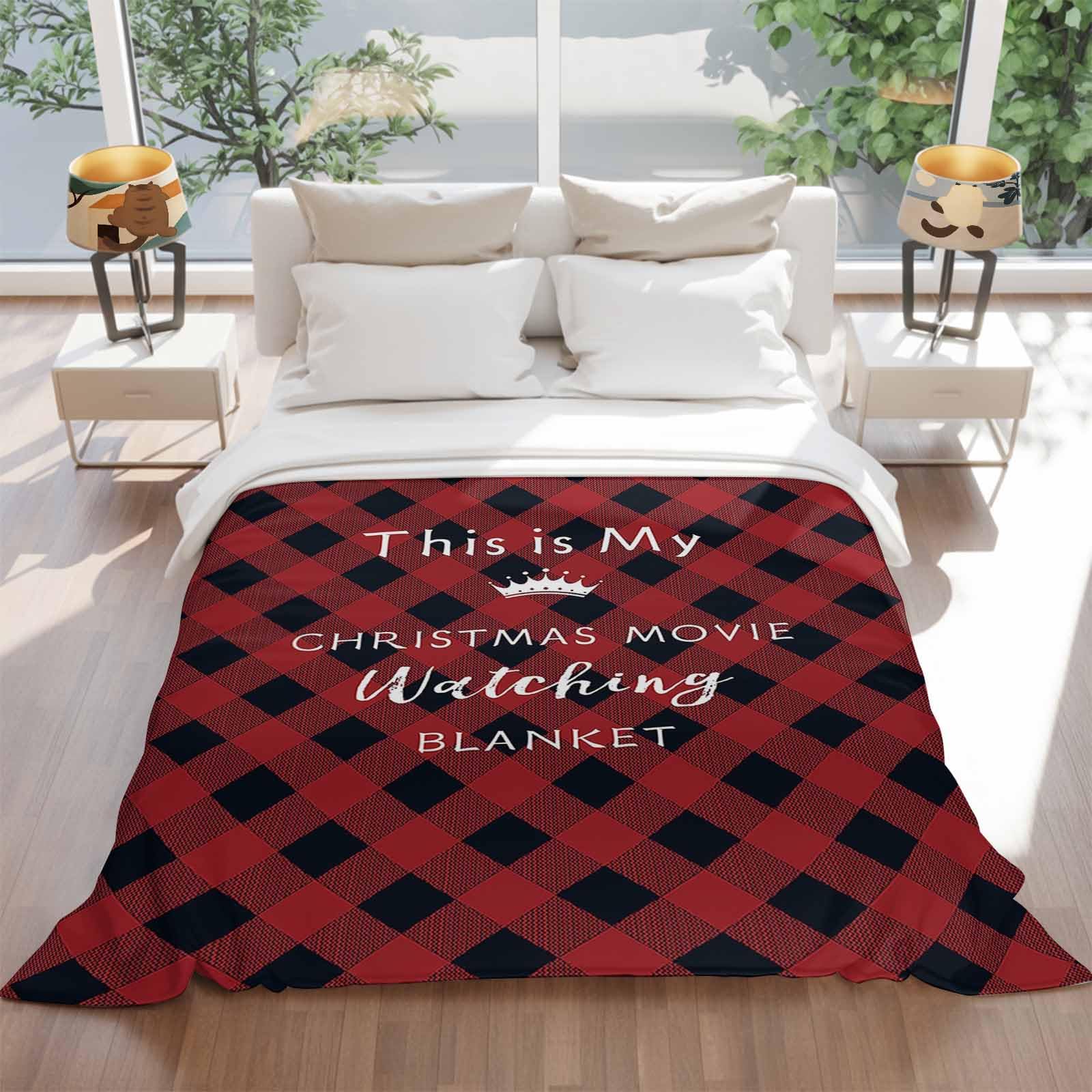 Teamery All Season Bed Blanket Fleece Throw Lightweight Super Soft Cozy Luxury Microfiber - Christmas Movie Watching Blanket (60 x 80 Inches)