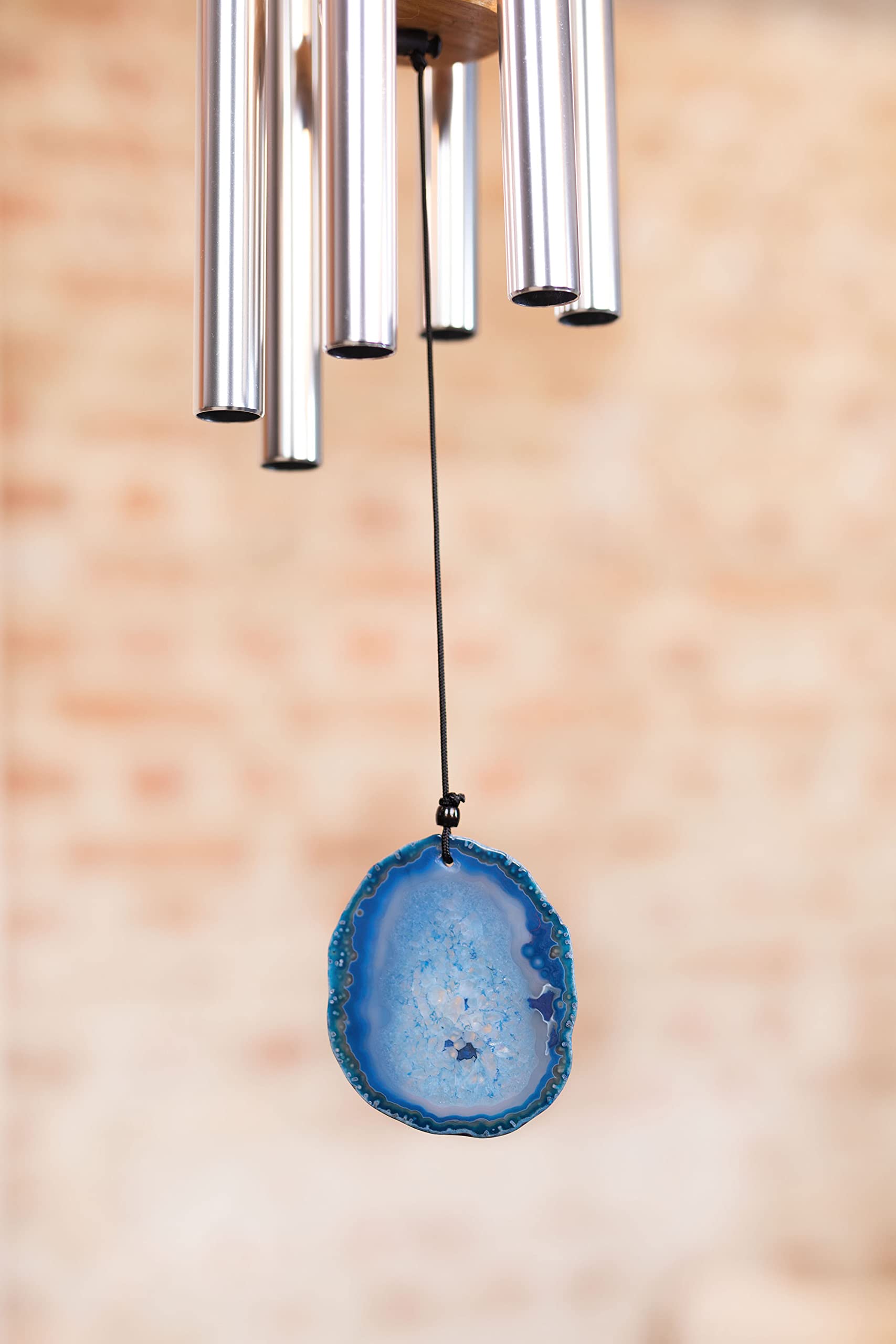 Sonic Energy Blue Agate Campanello da meditazione, 73,7 cm, argento (BAMC29S) | 6 Suoni, 432 Hz, 73 x 15 x 15 cm, 697 g, con Sospensione, Pendolo Regolabile, Alluminio, Frassino