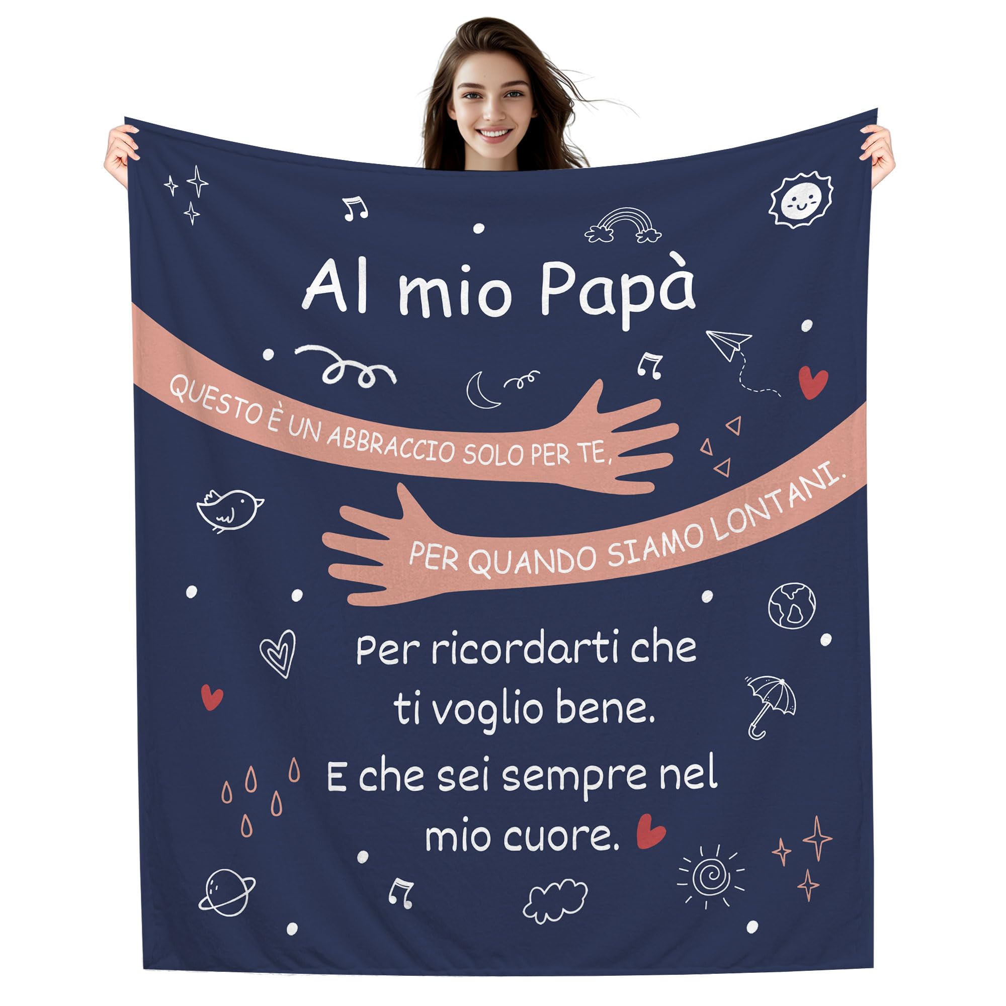 Al mio papà Questo è un Abbraccio solo per te per quando siamo lontani Per ricordarti che ti voglio bene E che sei sempre nel mio Cuore Coperta per Papà Compleanno Festa del Papà Regalo di Natale