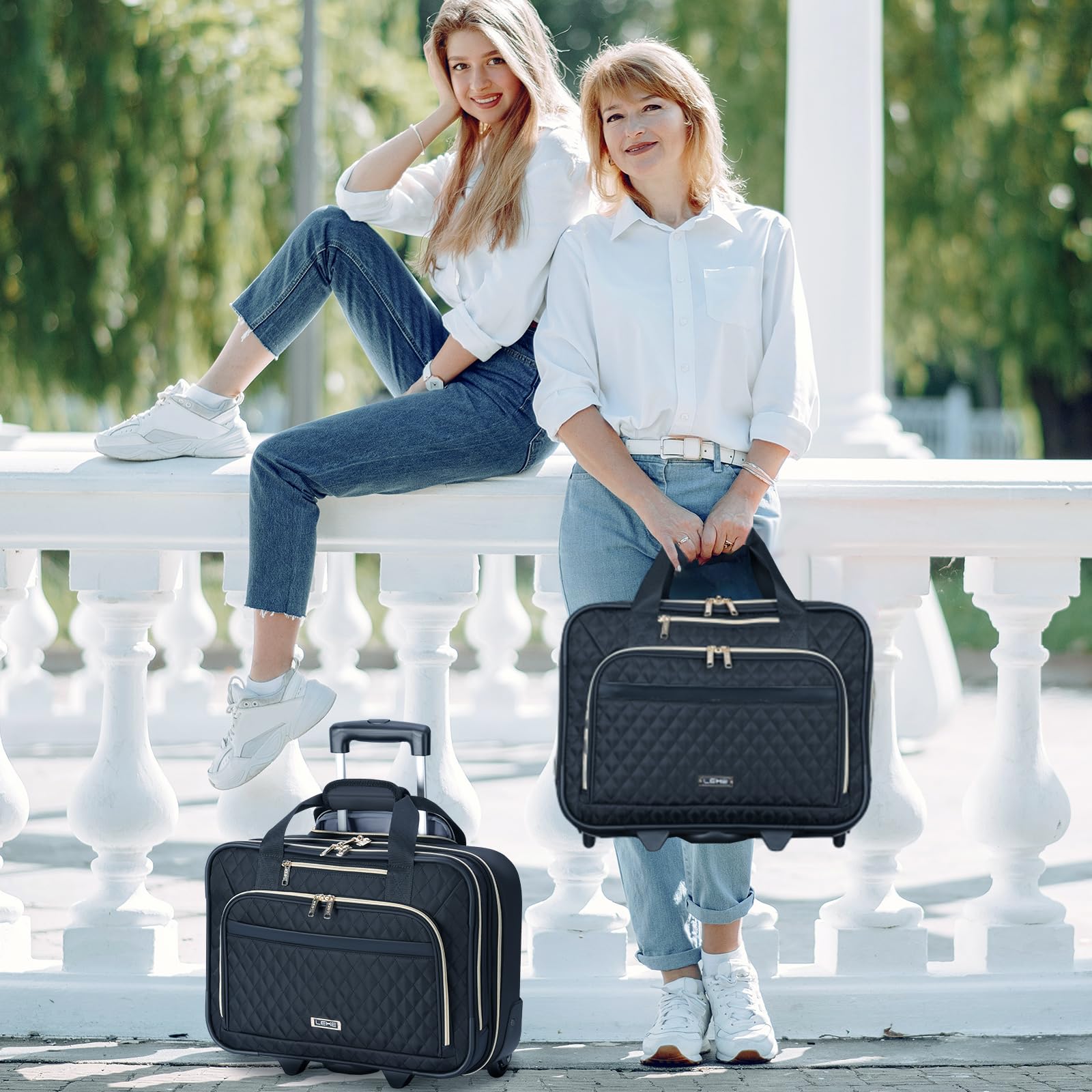 Bolsa con Ruedas Maletín para portátil 15,6, Bolsa diseñada para Viajes Profesionales de Negocios y Viajes,Color Negro