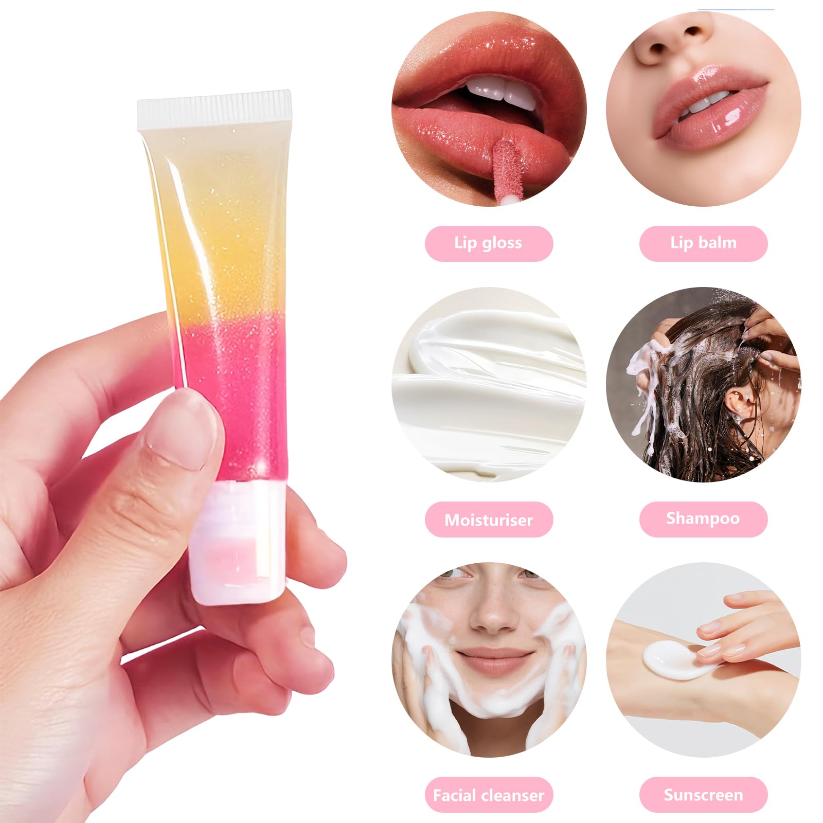 32 sztuki pustych tubek na balsam do ust, 10 ml, pusta tubka, do wielokrotnego napełniania, przezroczysta tubka balsam do ust, balsam do ust do szamponu, balsamu do błyszczyków