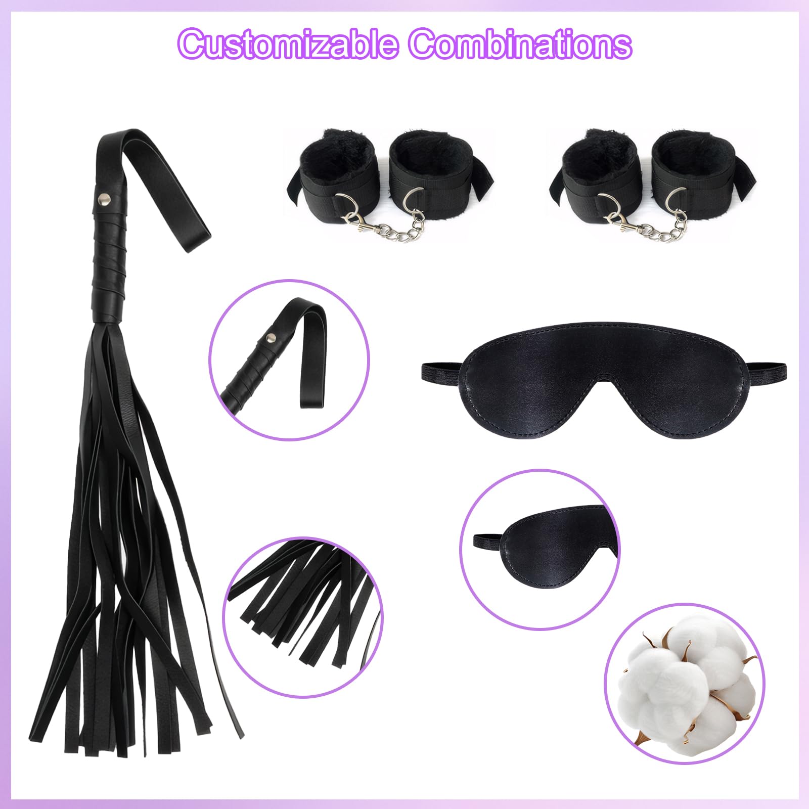 Ninonly Kit de Jeu de Rôle Adulte 15 Pièces – Accessoires Premium pour Couples Noir