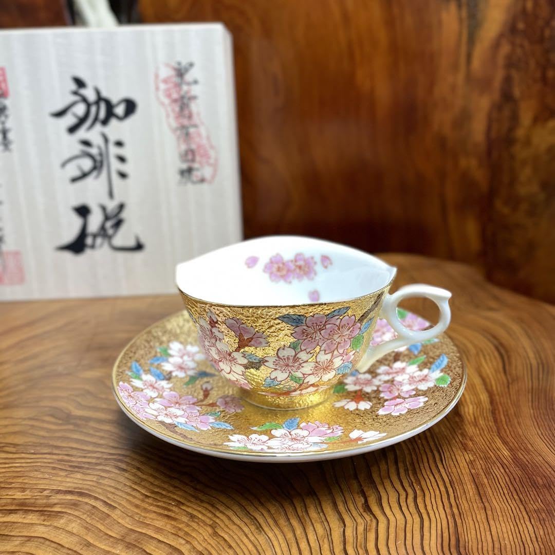 Amazon | 有田焼 金龍窯 江口天童 コーヒーカップ 金彩桜絵 珈琲碗 共 