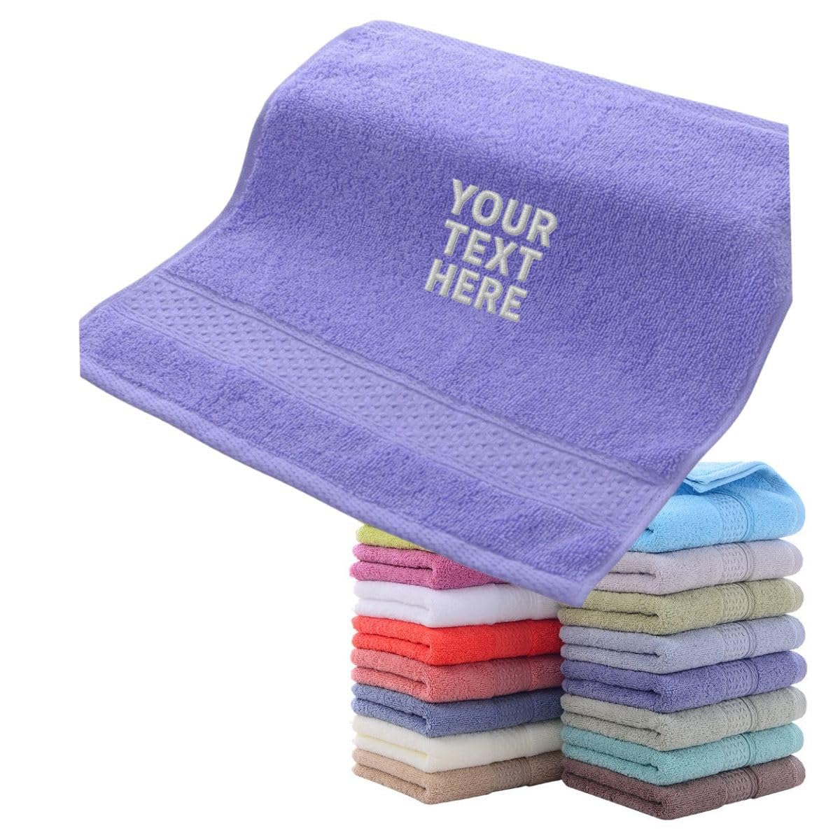 Van Der Linn Personalised Embroidered Custom Name Towels Face Cloth Hand Towel Gift Bathroom (Violet (34x34))
