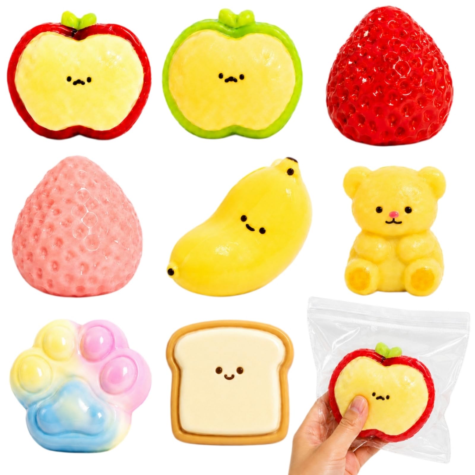 8 Pcs Squishy Toys Set, Individually Pouched Fidget Toys for Stress Relief