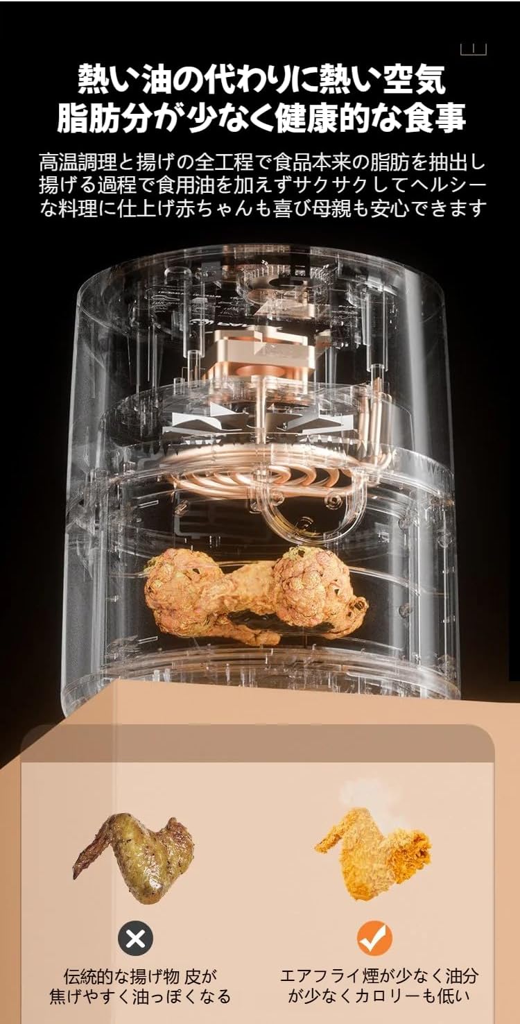 Tiger Non-Oil Air Fryer 4.5L/6L Large Capacity Electric Fryer with 7 Menu Settings and LED Display 3