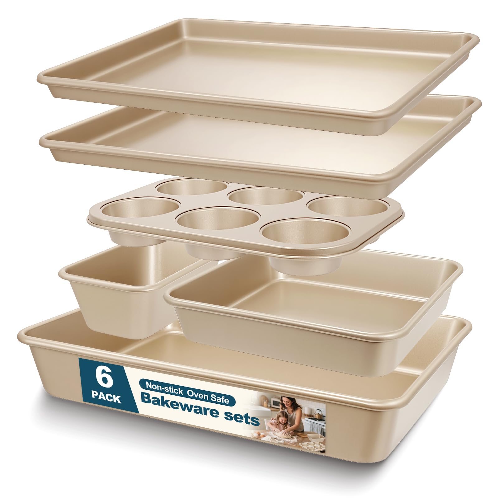 AIVIKI 6-Piece Nonstick Bakeware Set
