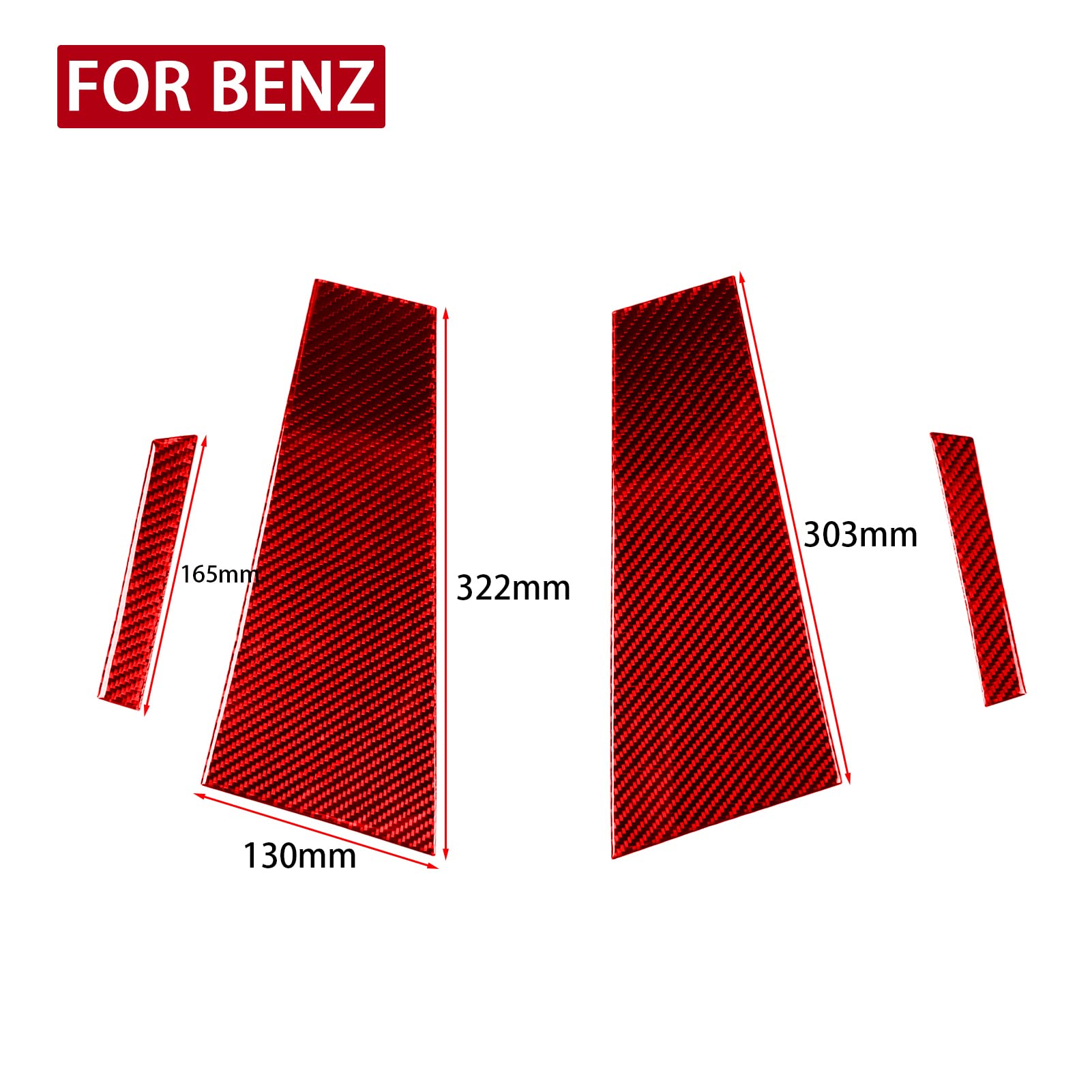 ontto Autozubehör Außenfenster B-Säule Aufkleber Dekorieren Abdeckung Trim Fit für Mercedes-Benz CLS C219 2004-2009 Rot