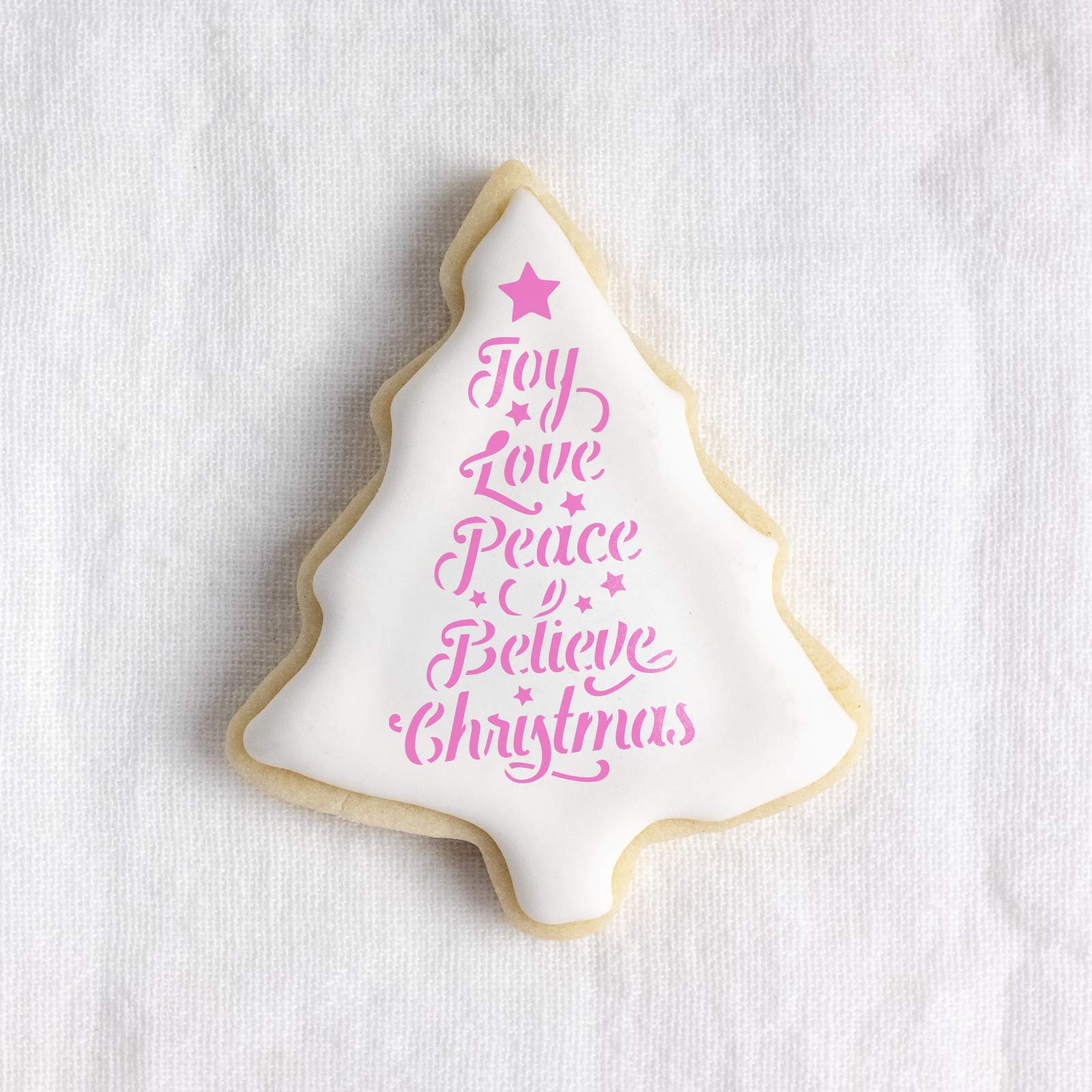 Christmas Tree Words Cookie Stencil - Durable Cookie Stencils For Professional And Home Bakers Alike