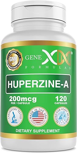 Genex Formulas Huperzine A 200mcg (120 cápsulas)  Nootrópico apoya la memoria, el enfoque y la salud cognitiva, sin OMG, sin gluten, vegetariano