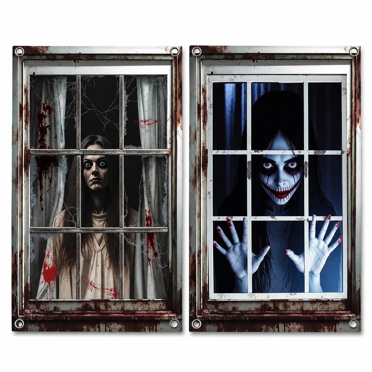 Aoglelony 2pcs Halloween Window Stickers, Reusable Clings Decorations